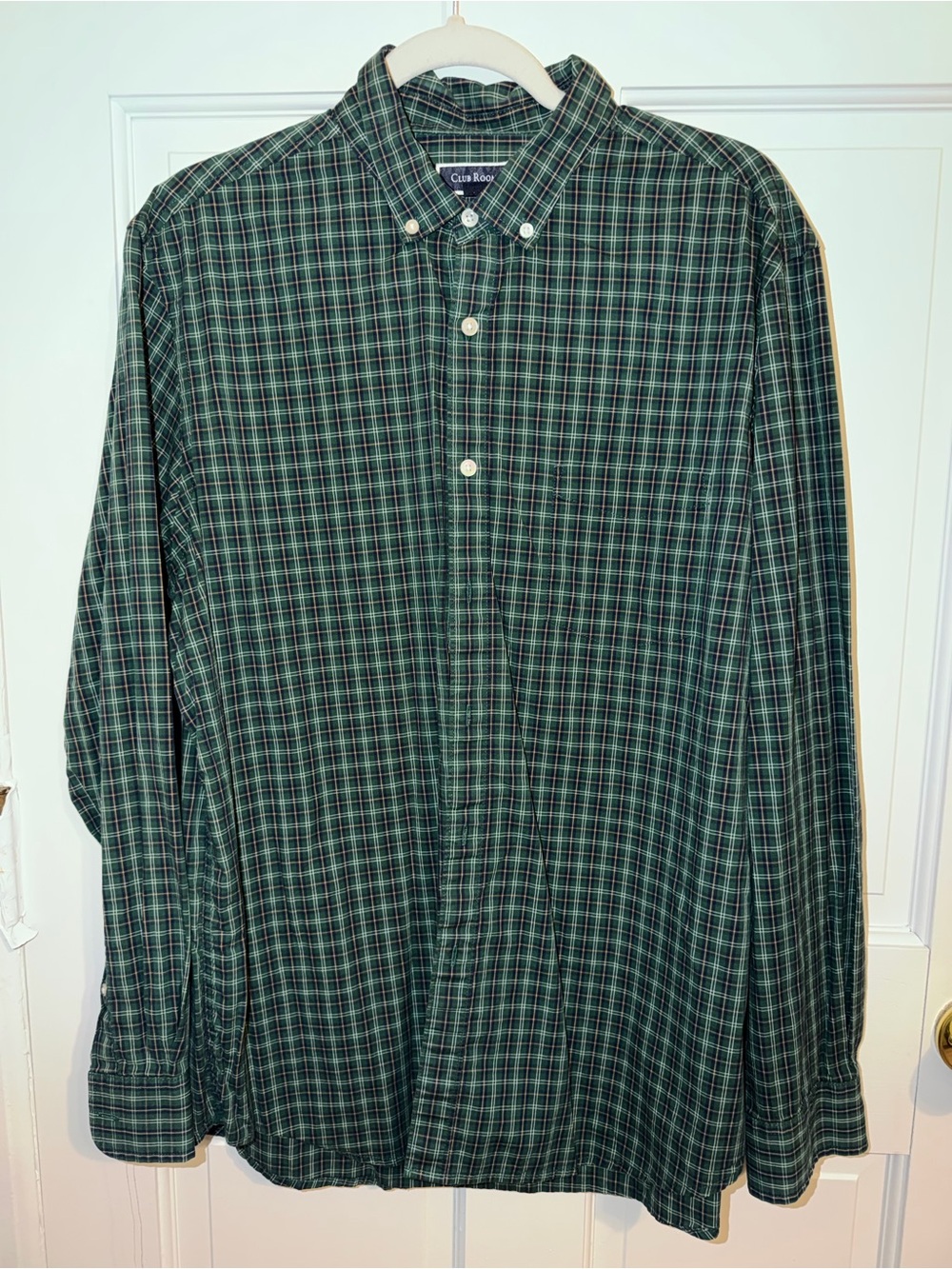 Club Room Dark Green Plaid Button-Down Shirt